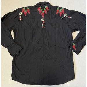SHEPLERS - Men's Chili Pepper Pearl Snap Long Sleeve Western Shirt - X-Large